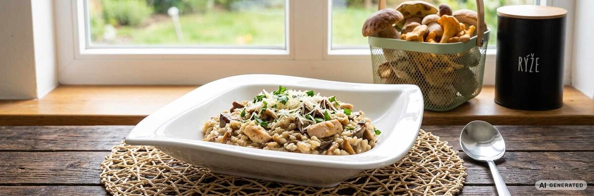 KRÉMOVÉ HOUBOVÉ RIZOTO S KUŘECÍM MASEM: JEDNODUCHÝ RECEPT