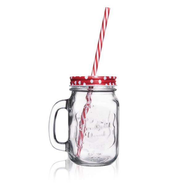 Sklenice s víčkem a brčkem 0,45 l