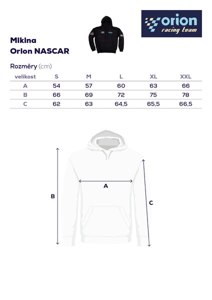 Mikina s kapucí Orion NASCAR vel. M