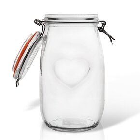 Dóza s klipovým uzávěrem Bela 1,5 l srdce