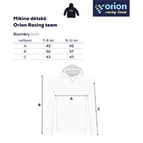 Mikina dětská s kapucí Orion RACING vel. 9-11 let