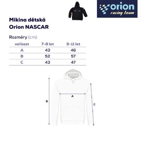 Mikina dětská s kapucí Orion NASCAR vel. 7-8 let